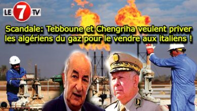 Photo of Scandale: Tebboune et Chengriha veulent priver les algériens du gaz pour le vendre aux italiens !