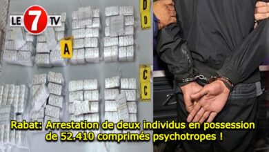 Photo of Rabat: Arrestation de deux individus en possession de 52.410 comprimés psychotropes !