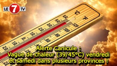 Photo of Alerte Canicule : Vague de chaleur (39/45°C) vendredi et samedi dans plusieurs provinces !