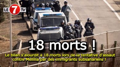 Photo of Le bilan s’alourdit à 18 morts lors de la tentative d’assaut contre Mellilia par des immigrants subsahariens ! 