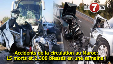 Photo of Accidents de la circulation au Maroc: 15 morts et 2.308 blessés en une semaine !