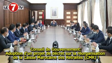 Photo of Conseil de Gouvernement: Adoption d’un projet de décret sur la réorganisation de la Caisse Marocaine des Retraites (CMR) !