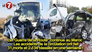 Photo of Les accidents de la circulation ont fait 31 morts et 2.134 blessés en une semaine au Maroc !