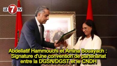 Photo of Abdellatif Hammouchi et Amina Bouayach : Signature d’une convention de partenariat entre la DGSN/DGST et le CNDH