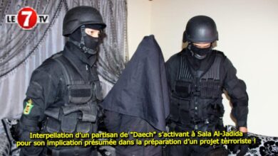 Photo of Interpellation d’un partisan de « Daech » s’activant à Sala Al-Jadida pour son implication présumée dans la préparation d’un projet terroriste !