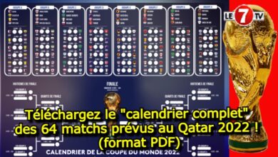 Photo of Coupe du Monde : Téléchargez le « calendrier complet » des 64 matchs prévus au Qatar 2022 ! (PDF)