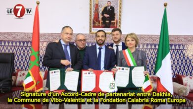 Photo of Signature d’un Accord-Cadre de partenariat entre Dakhla, la Commune de Vibo-Valentia et la Fondation Calabria Roma Europa