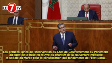 Photo of Les grandes lignes de l’intervention du Chef de Gouvernement au Parlement au sujet de la mise en œuvre du chantier de la couverture médicale et sociale au Maroc pour la consolidation des fondements de l’État Social.