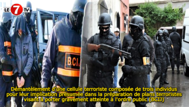 Photo of Démantèlement d’une cellule terroriste composée de trois individus pour leur implication présumée dans la préparation de plans terroristes visant à porter gravement atteinte à l’ordre public (BCIJ)