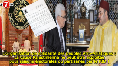 Photo of L’Organisation de solidarité des peuples Afro-Asiatiques : La cause Palestinienne ne peut être exploitée pour raisons électorales ou partisanes par le PJD !