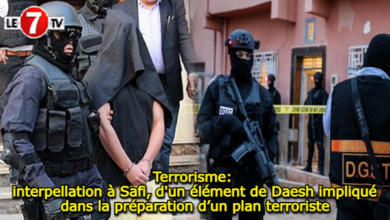 Photo of Terrorisme: interpellation à Safi, d’un élément de Daesh impliqué dans la préparation d’un plan terroriste