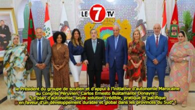 Photo of le Président du groupe de soutien et d’appui à l’initiative d’autonomie Marocaine au Congrès Péruvien, Carlos Ernesto Bustamante Donayre : « Le plan d’autonomie, seule solution crédible, pratique et pacifique en faveur d’un développement durable et global dans les provinces du Sud » !