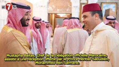 Photo of Mustapha Baitas, Chef de la Délégation officielle Marocaine, assiste à une réception offerte par le Prince héritier Saoudien, Mohammed Ben Salmane.