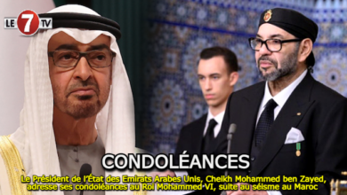 Photo of Séisme au Maroc: Le Président de l’État des Emirats Arabes Unis, Cheikh Mohammed ben Zayed Al Nahyane, adresse ses condoléances au Roi Mohammed VI 