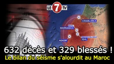 Photo of Le Bilan du séisme s’alourdit au Maroc : 632 décès et 329 blessés !