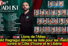 Photo of Lions de l’Atlas: Walid Regragui dévoile sa liste pour les matches contre la Côte d’Ivoire et le Libéria