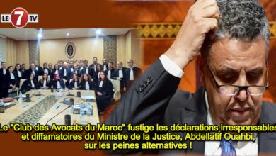 Photo of Le « Club des Avocats du Maroc » fustige les déclarations irresponsables et diffamatoires du Ministre de la Justice, Abdellatif Ouahbi, sur les peines alternatives !