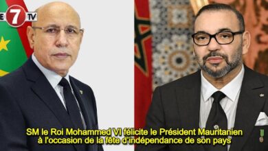 Photo of SM le Roi Mohammed VI félicite le Président Mauritanien à l’occasion de la fête d’indépendance de son pays