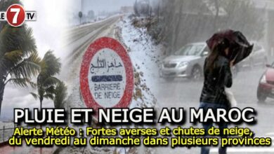 Photo of Alerte Météo : Rafales de vent fortes, pluies orageuses et chutes de neige du vendredi au dimanche dans plusieurs provinces