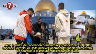 Photo of Dans le cadre de l’opération humanitaire ordonnée par SM le Roi, l’Agence Bayt Mal Al Qods achève l’opération du panier alimentaire et poursuit la distribution des repas à Al Qods