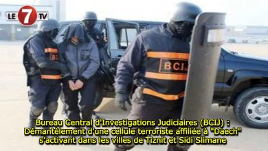 Photo of Bureau Central d’Investigations Judiciaires (BCIJ) : Démantèlement d’une cellule terroriste affiliée à « Daech » s’activant dans les villes de Tiznit et Sidi Slimane