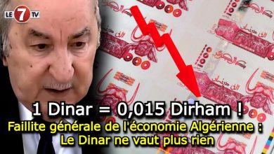 Photo of Faillite générale de l’économie Algérienne : Le Dinar ne vaut plus rien !