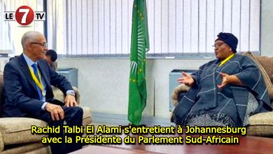 Photo of Rachid Talbi El Alami s’entretient à Johannesburg avec la Présidente du Parlement Sud-Africain